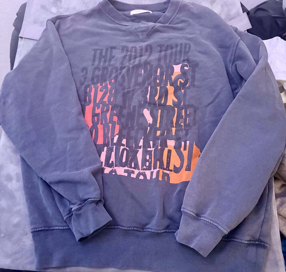 Anine Bing Ramona Street Tour Graphic Crewneck Sweatshirt Charcoal Size S